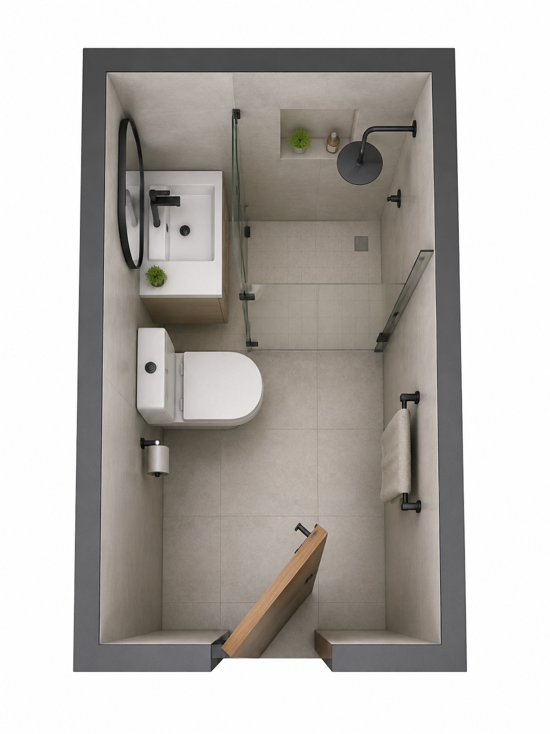 Small Bathroom Layout: Fitting a WC, Basin and Shower into 2 Square Metres